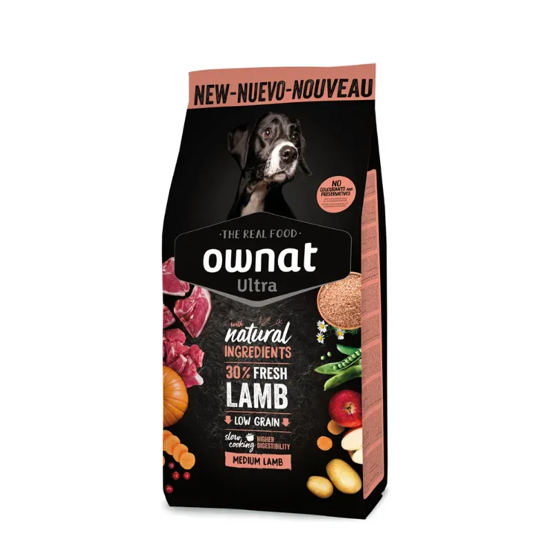 OWNAT Ultra Medium Lamb & Rice – Croquettes pour chien sensible à l’agneau et riz complet OWNAT Ultra Medium Lamb & Rice – Croquettes pour chien sensible à l’agneau et riz complet
