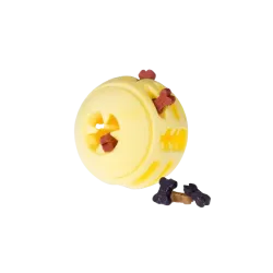 Jouet chien TPR balle jaune vanille 8cm