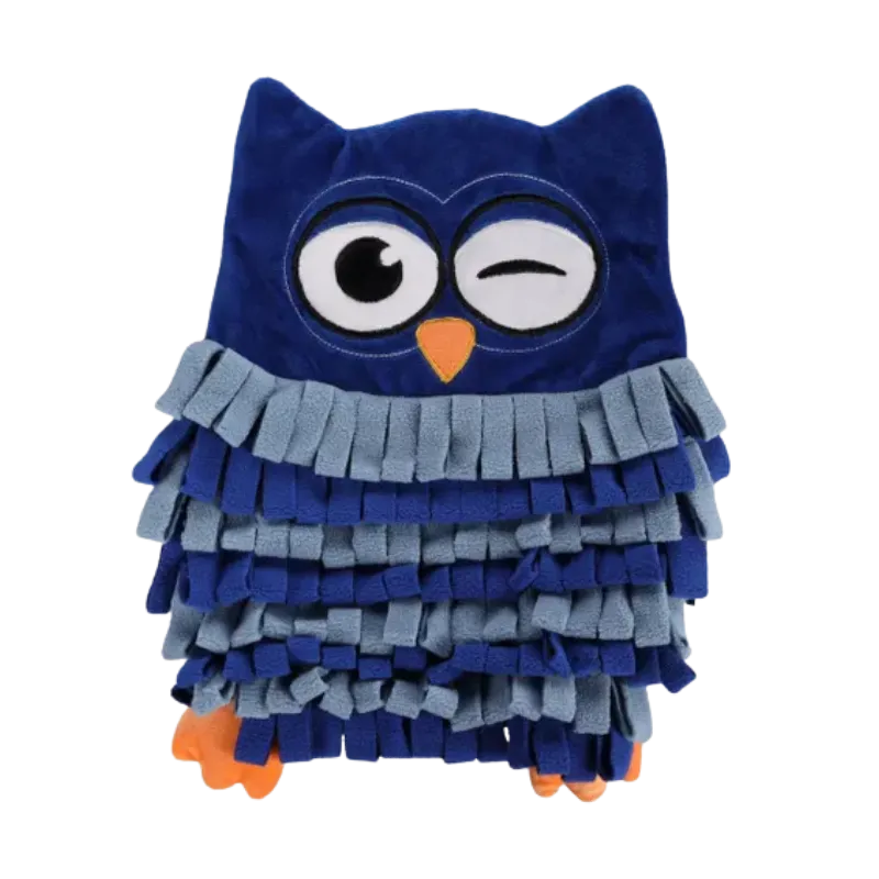 Tapis à renifler Plinkie Hibou Bleu Flamingo – Jouet récompense chat 27x33 cm