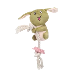Jouet chiot Dadi Koala avec corde Flamingo – Peluche et anneau dentition vert