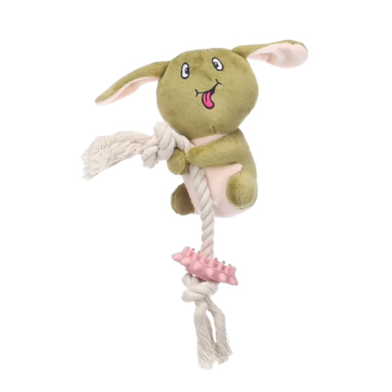 Jouet chiot Dadi Koala avec corde Flamingo – Peluche et anneau dentition vert