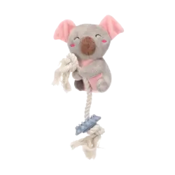 Jouet chiot Didi Koala avec corde Flamingo – Peluche et anneau dentition gris