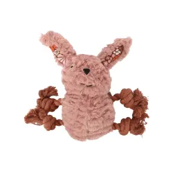 Jouet Rozette Lapin avec corde Rose pour chien